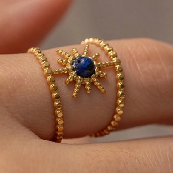 18k Gold Plated Stainless Steel Star Adjustable Ring - Picture 2 of 4